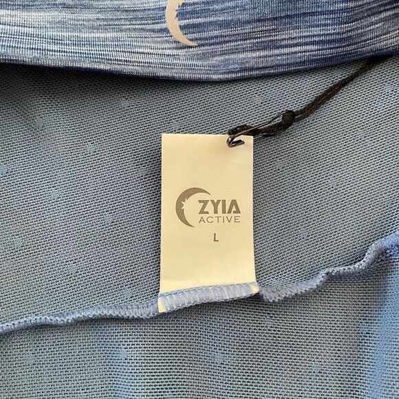 NWT Zyia Active Calm Blue Luxe Mesh Crop Top - Size: Large - Picture 5 of 8